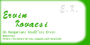 ervin kovacsi business card